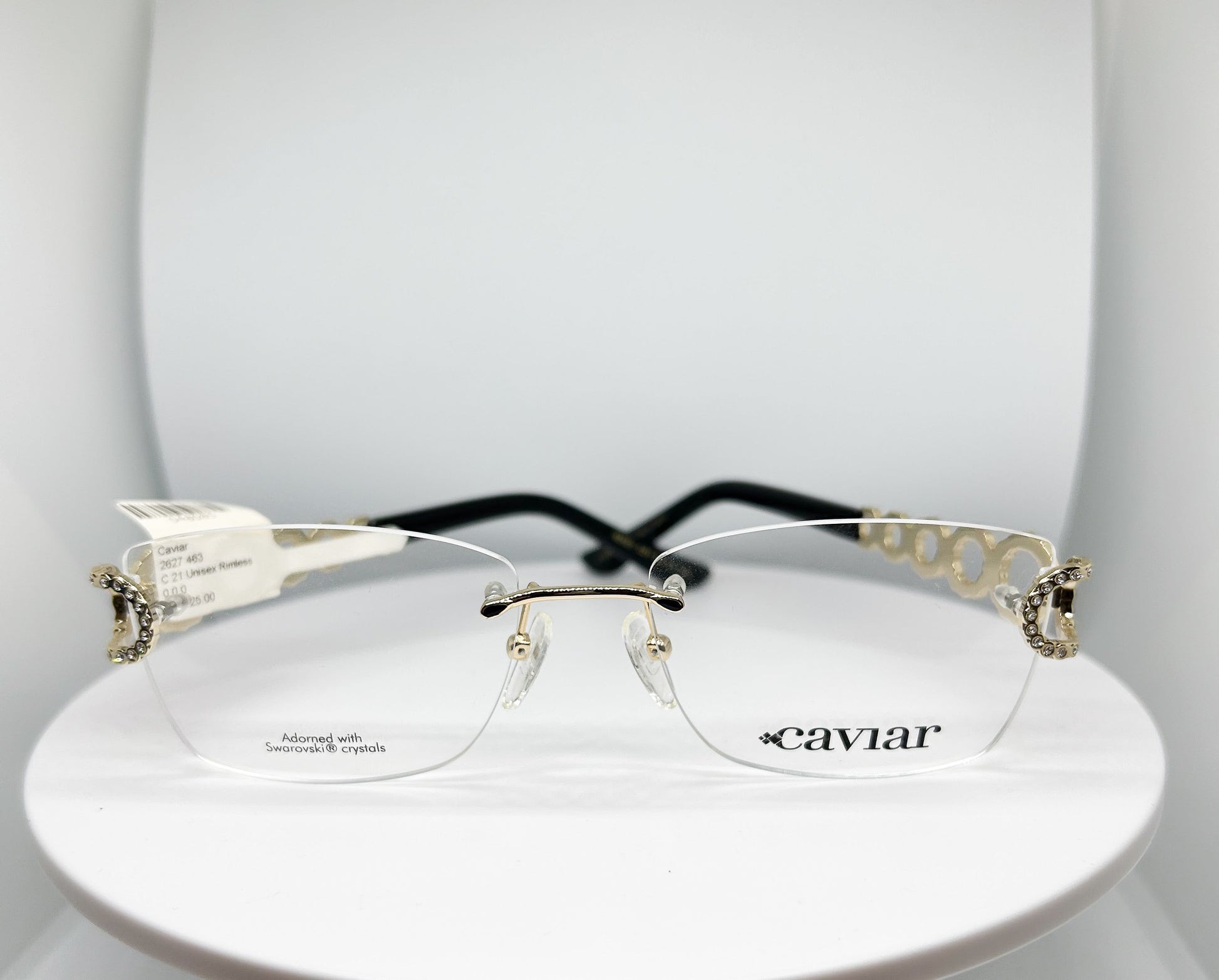 Buy Caviar 2627, a  Black, Gold; Metal rimless Optical Frame with a Square shape. Adair Eyewear - 40+ Years History