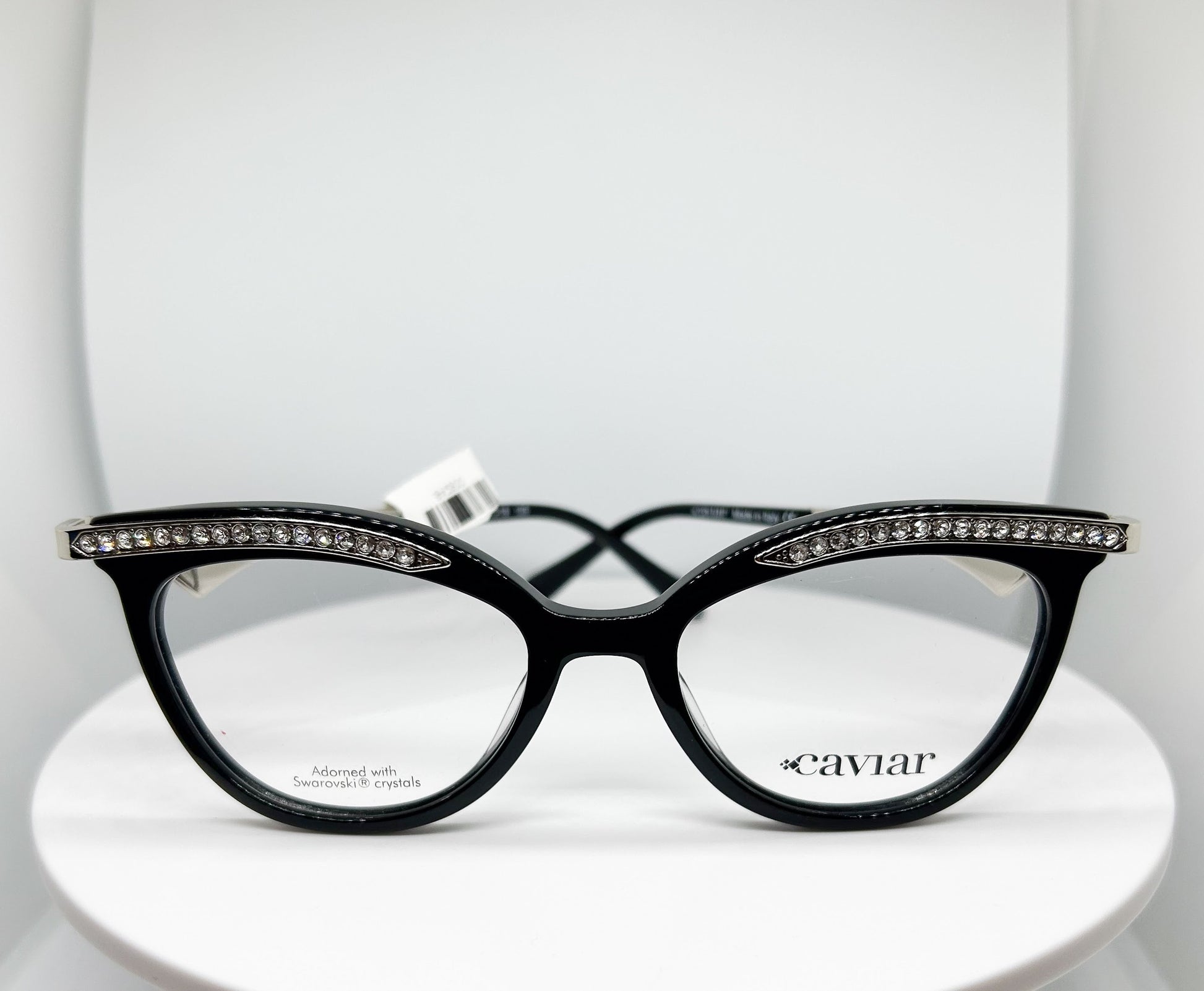 Buy Caviar 4901 Silver, a  Black, Silver; Acetate, Metal Optical Frame with a Cat Eye shape. Adair Eyewear - 40+ Years History