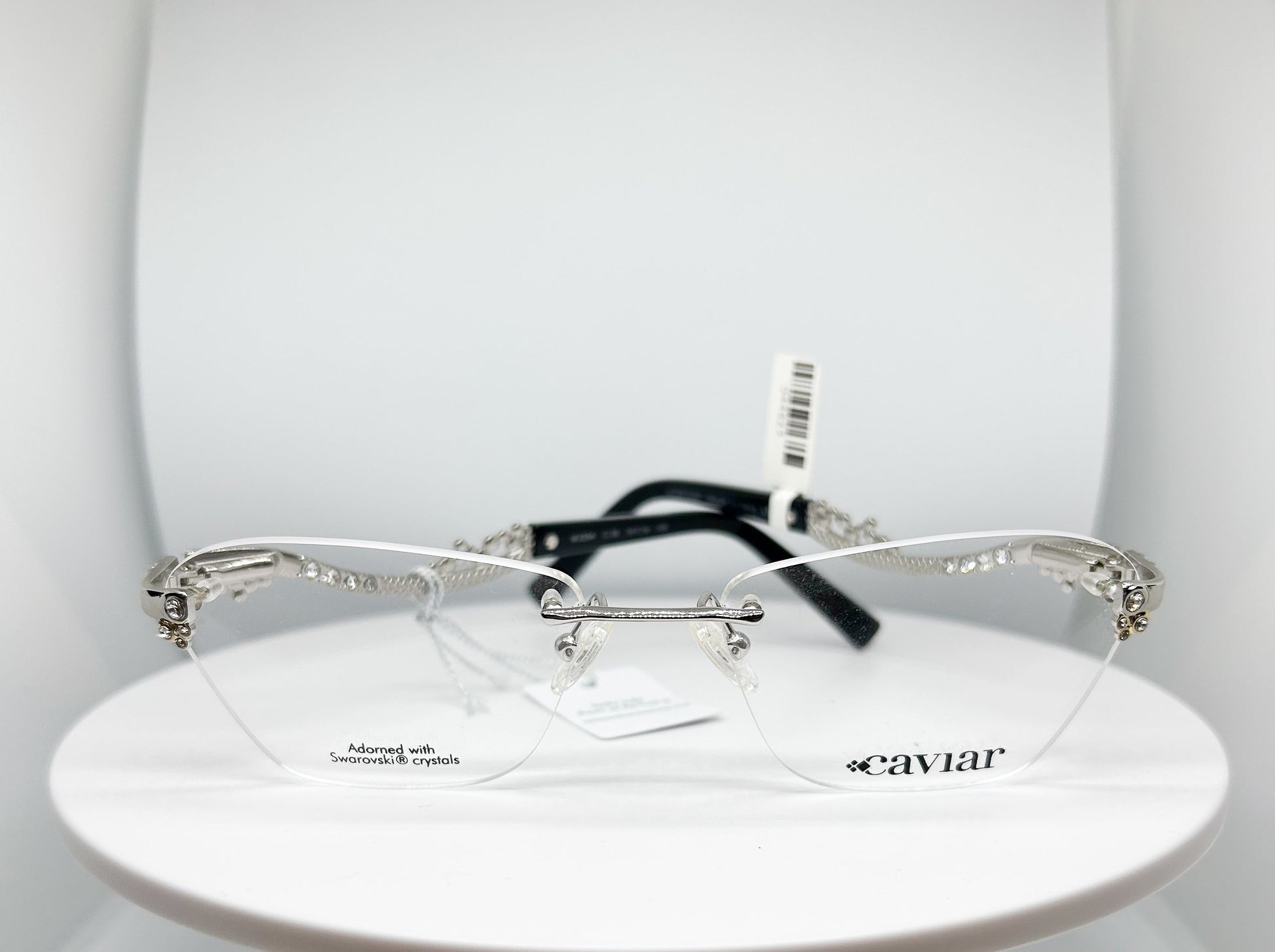 Buy Caviar M2394, a  Black, Silver; Metal rimless Optical Frame with a Cat Eye shape. Adair Eyewear - 40+ Years History