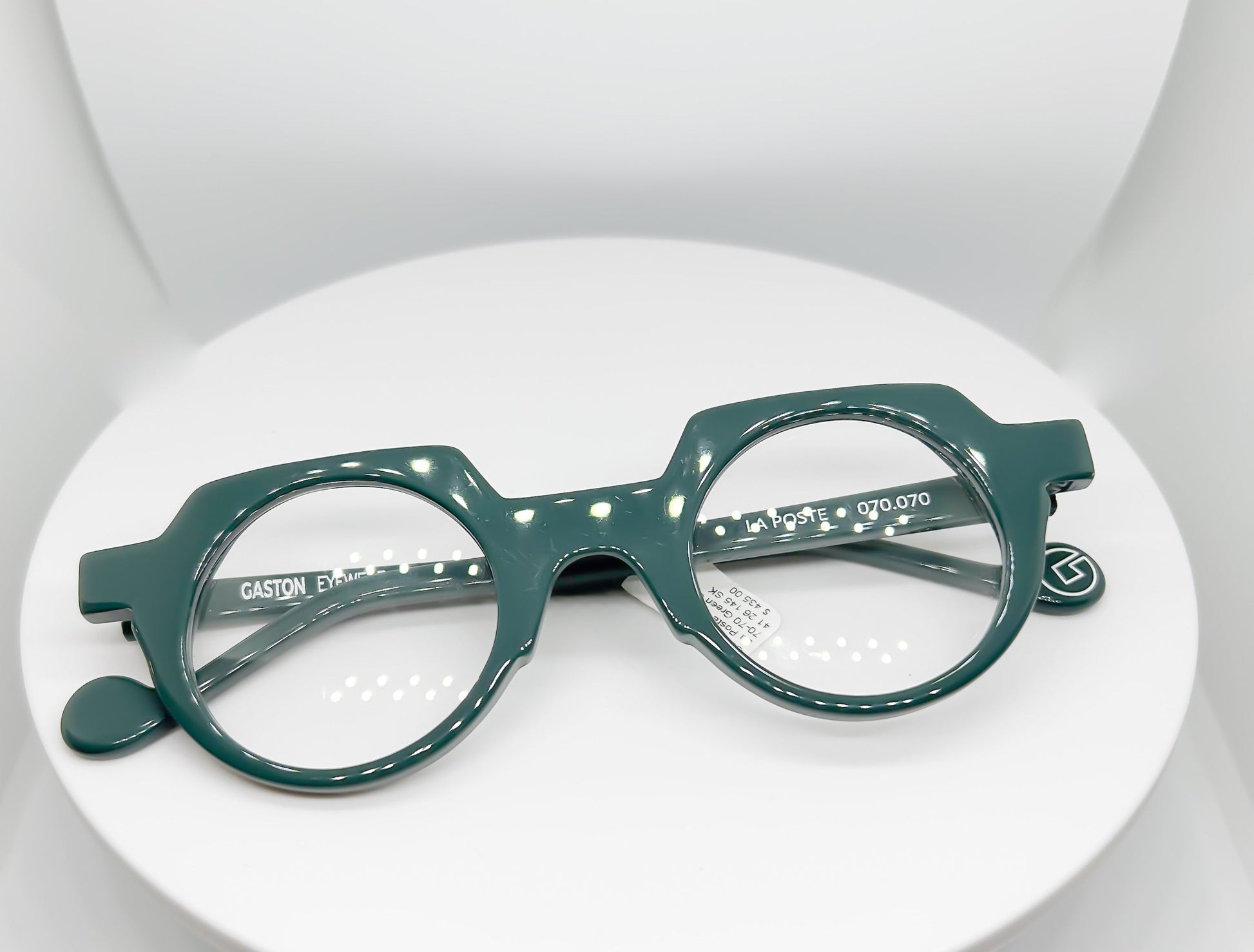 Buy Gaston Eyewear - La Poste, a  Green; Acetate Optical Frame with a Round with Flat Top shape. An Authorized Dealer, Adair Eyewear has a 40+ Years History of Customer Service Excellence