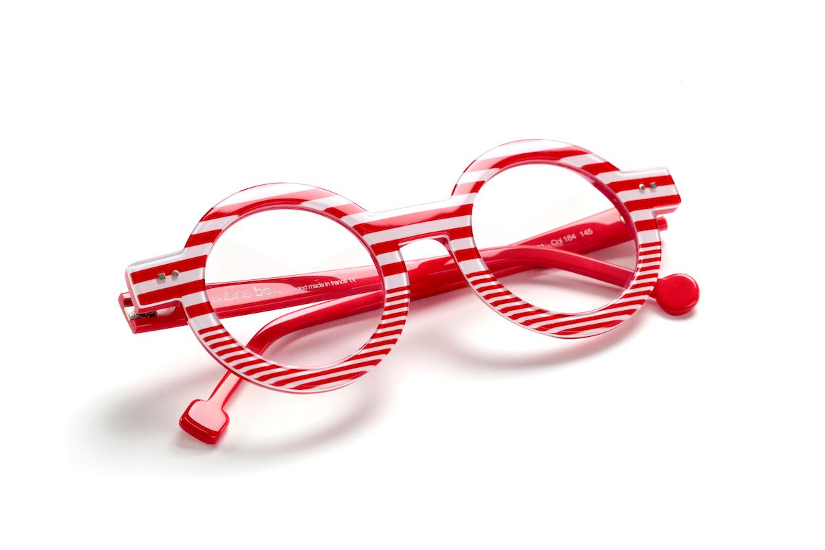 Sabine Be Addict Stripe Optical Eyeglasses Red Acetate | Authorized Sabine Be Eyewear Dealer